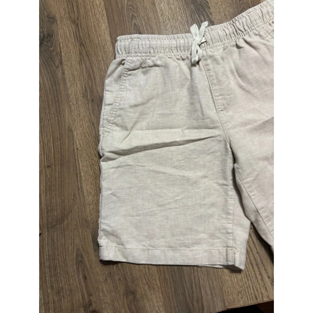 Old Navy Shorts Boys Size XL Beige Linen Blend Drawstring Elastic Waist Casual